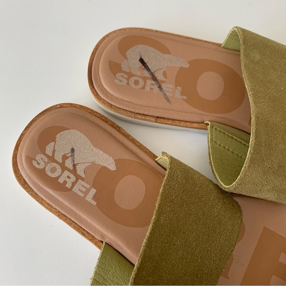 Sorel Ella II Slide Sandal in‎ Olive Shade/Chalk Sz 7 - Picture 5 of 7